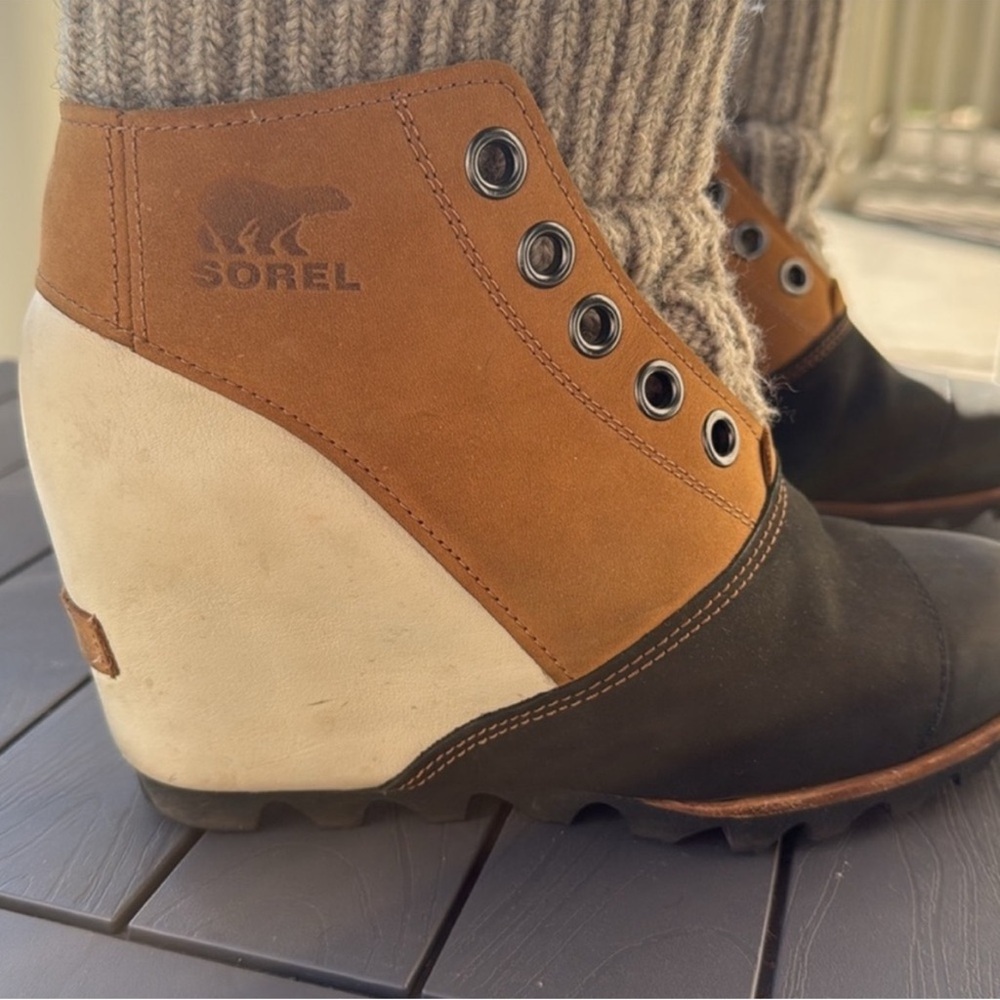 Sorel Joanie Sweater Boots Booties Wedge - Picture 4 of 6